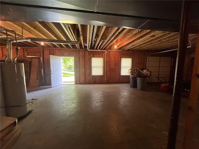 basement featuring water heater