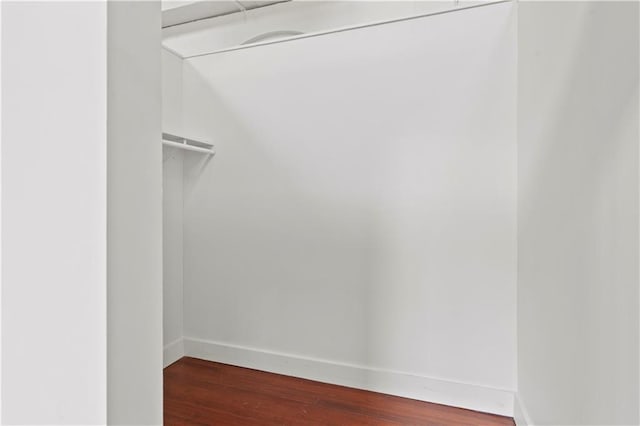 spacious closet with dark hardwood / wood-style flooring