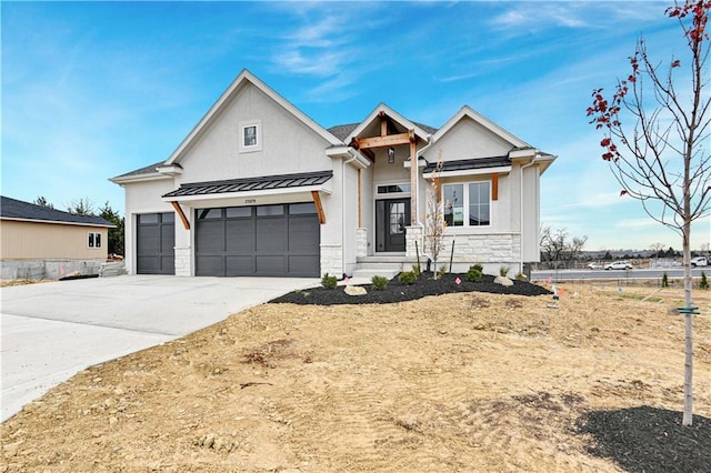 modern farmhouse style home with a garage