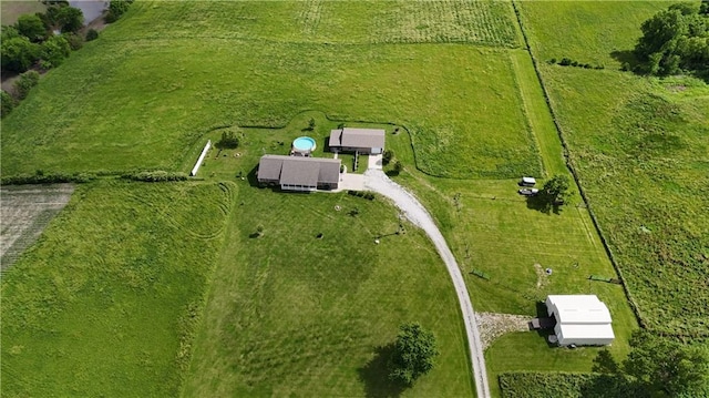 aerial view featuring a rural view