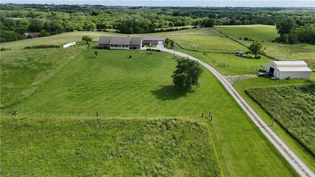 bird's eye view featuring a rural view