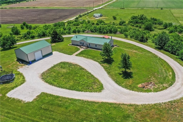 aerial view featuring a rural view