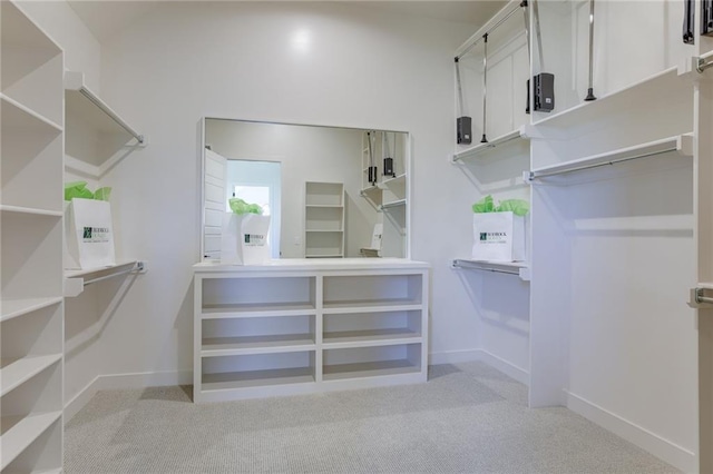 walk in closet with carpet