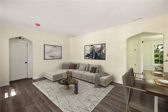 living room featuring hardwood / wood-style floors