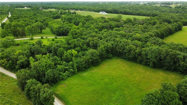 birds eye view of property with a rural view