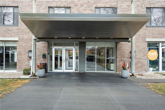 property entrance with french doors