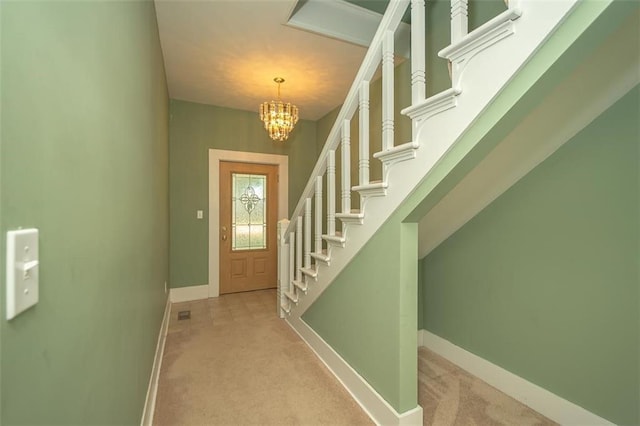 interior space with a notable chandelier