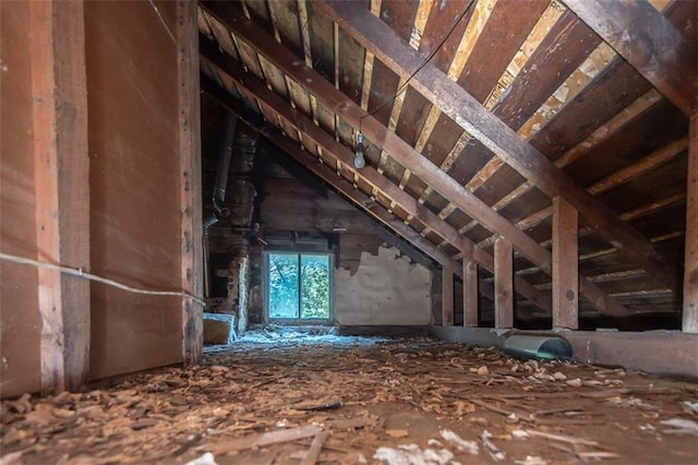 view of unfinished attic