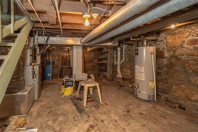 basement with water heater