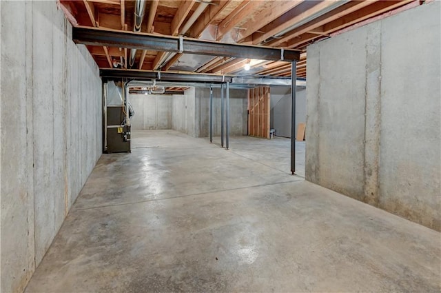 basement with heating unit