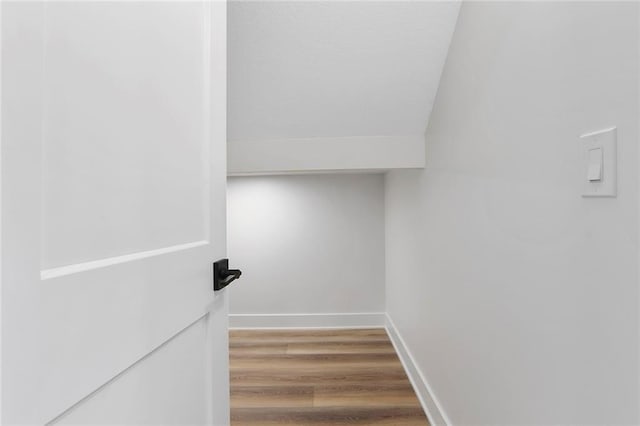 spacious closet with vaulted ceiling and hardwood / wood-style flooring