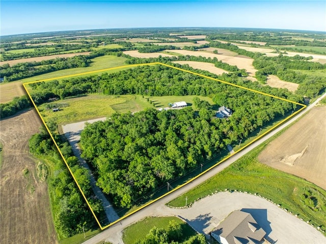 bird's eye view featuring a rural view