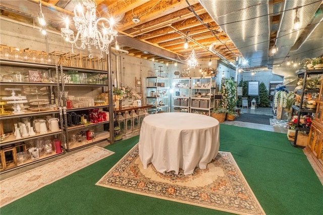 interior space with an inviting chandelier