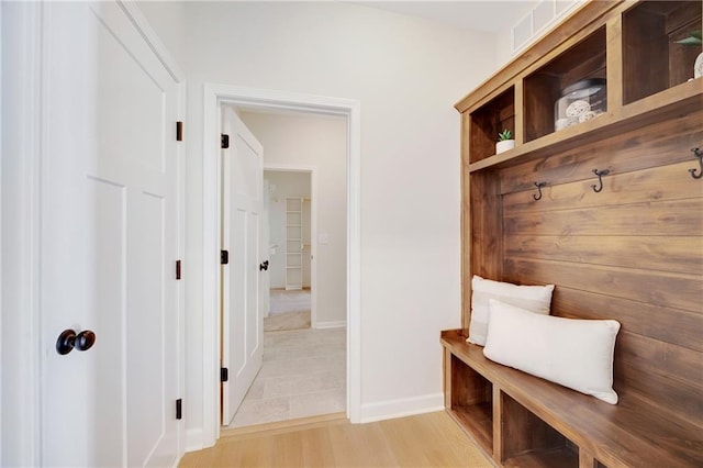 mudroom featuring light wood-type flooring