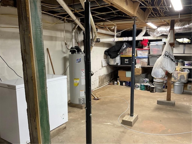 basement with gas water heater