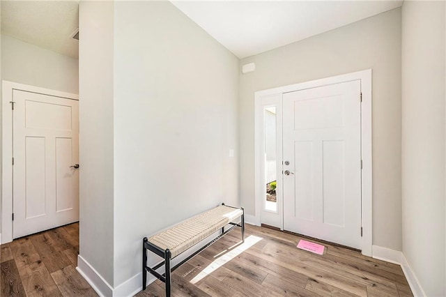 foyer entrance featuring light wood-type flooring