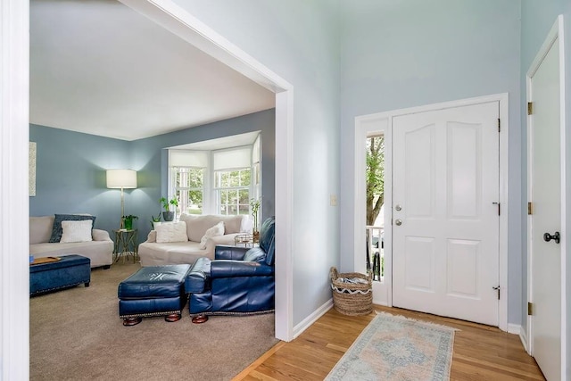 entrance foyer with light hardwood / wood-style floors