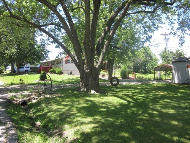 view of yard with a carport