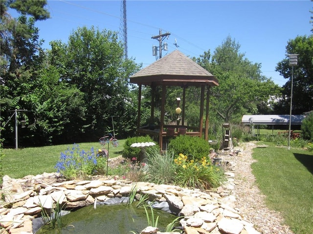 view of yard with a gazebo