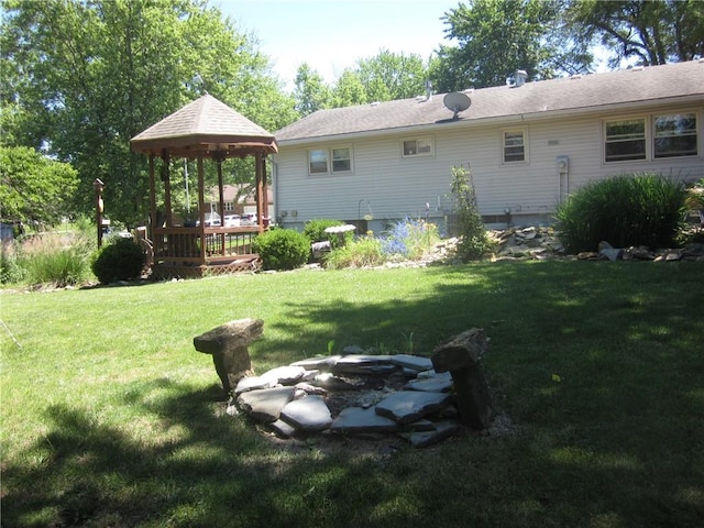 view of yard with a gazebo