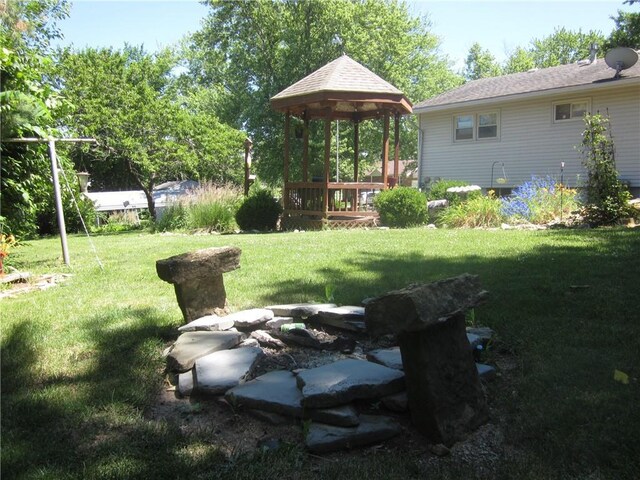 view of yard with a gazebo