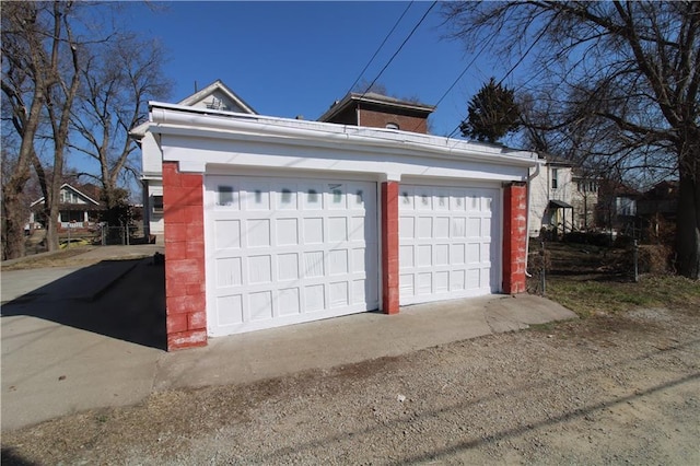 view of detached garage