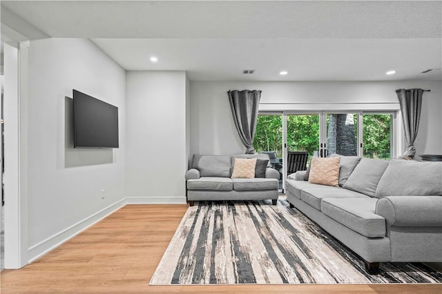 living room with light wood-type flooring