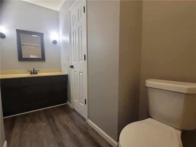 501 Meadow Ln, Fort Scott, KS 66701 - bathroom with vanity, toilet, and hardwood / wood-style floors