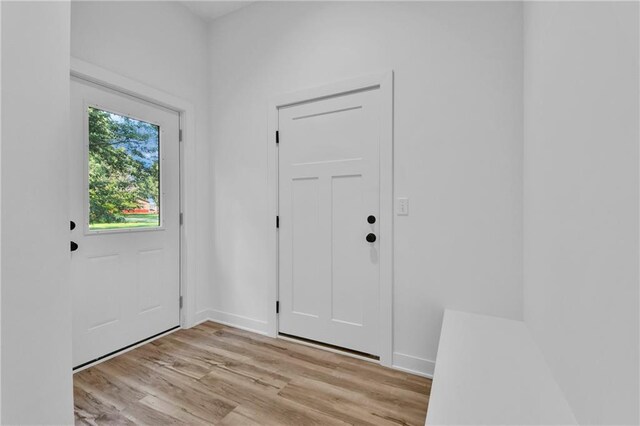 entryway with light hardwood / wood-style floors