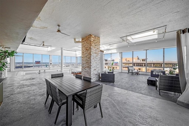 dining space featuring ceiling fan