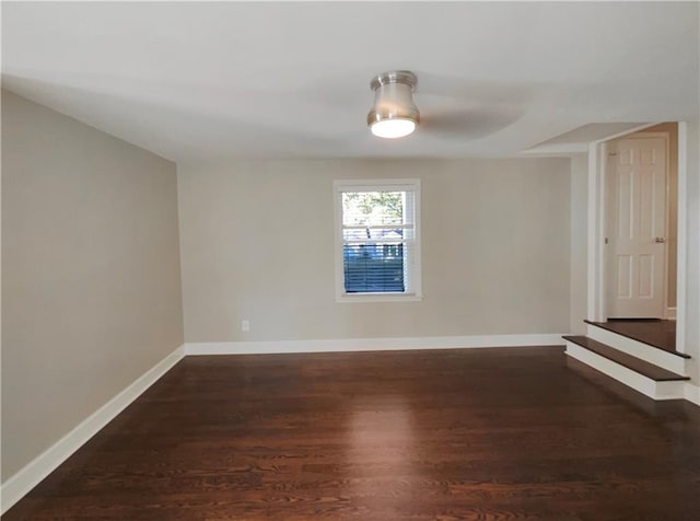 empty room with dark wood-type flooring