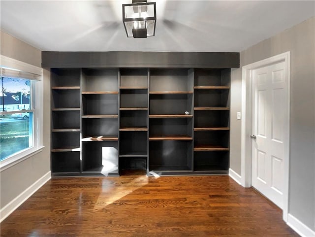 interior space with dark hardwood / wood-style floors