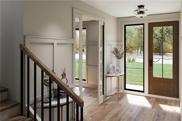 entryway with light wood-type flooring