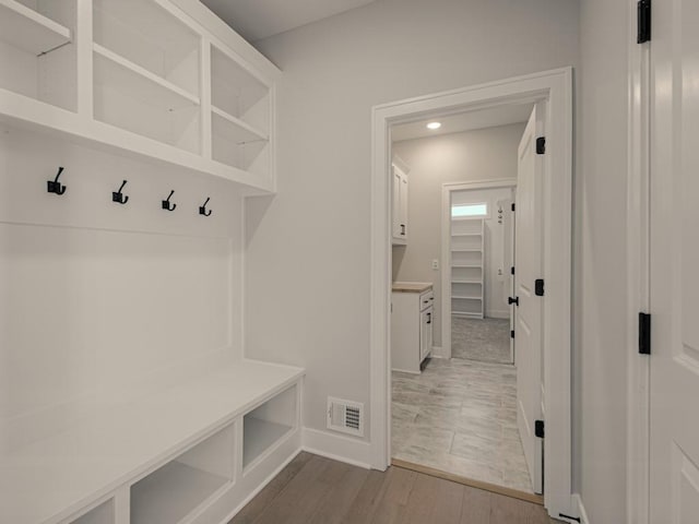 mudroom featuring light hardwood / wood-style flooring