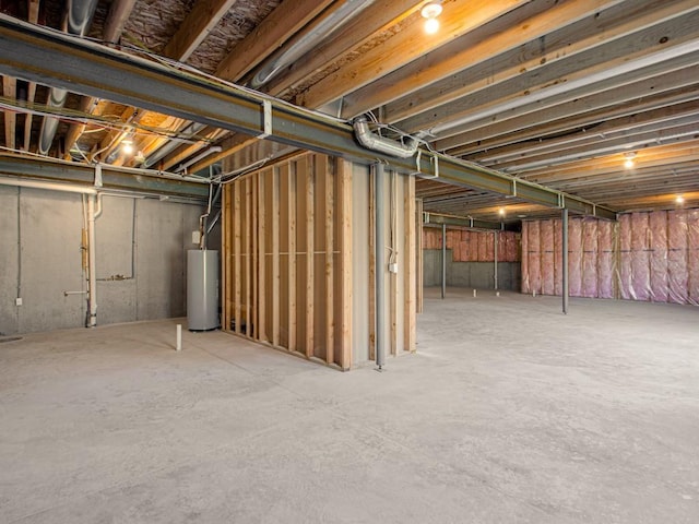 basement featuring water heater