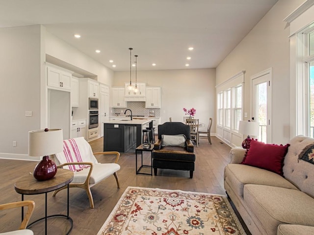 12435 Appaloosa St, Platte City, MO 64079 - living room with wood finished floors, recessed lighting, and baseboards