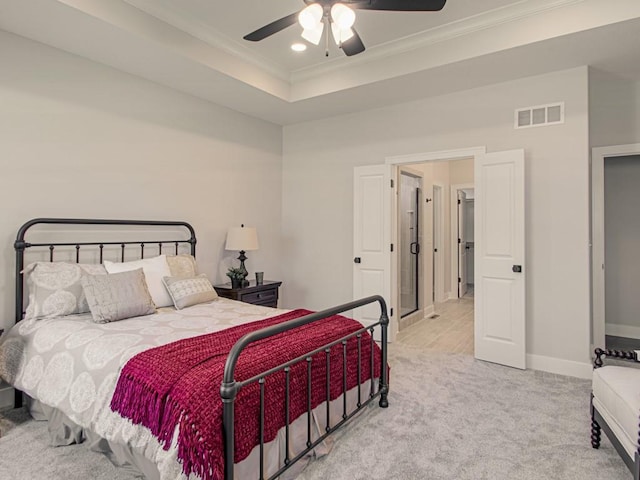 12435 Appaloosa St, Platte City, MO 64079 - bedroom featuring crown molding, carpet, baseboards, recessed lighting, and a ceiling fan