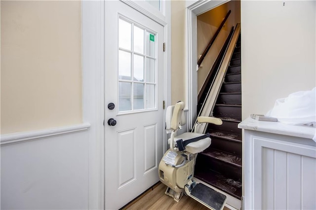 doorway featuring light hardwood / wood-style floors