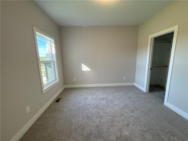 interior space featuring carpet floors, a walk in closet, and a closet