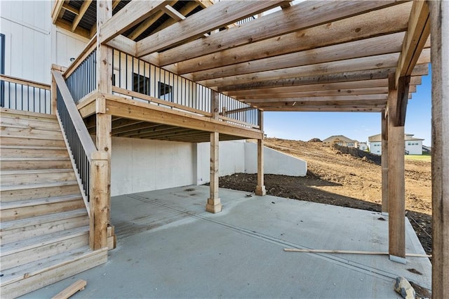 view of patio featuring a wooden deck