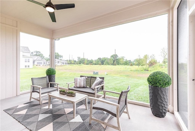 view of patio / terrace featuring an outdoor living space and ceiling fan