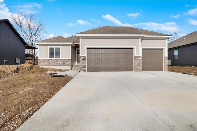 prairie-style house with a garage