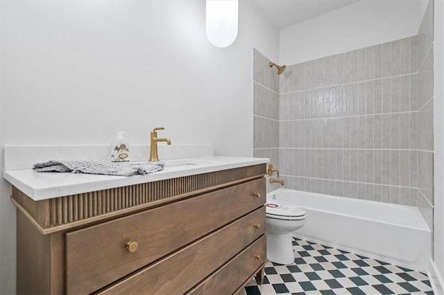 8736 N Lewis Ave, Kansas City, MO 64157 - bathroom featuring toilet, bathtub / shower combination, vanity, and tile patterned floors