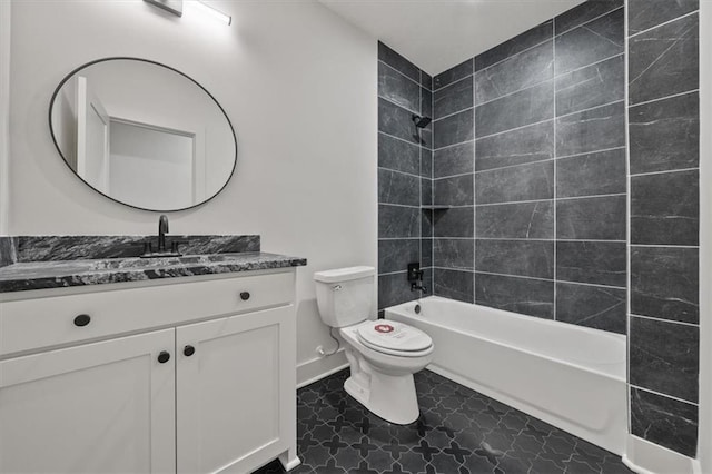 8736 N Lewis Ave, Kansas City, MO 64157 - bathroom with toilet, vanity, bathtub / shower combination, and baseboards