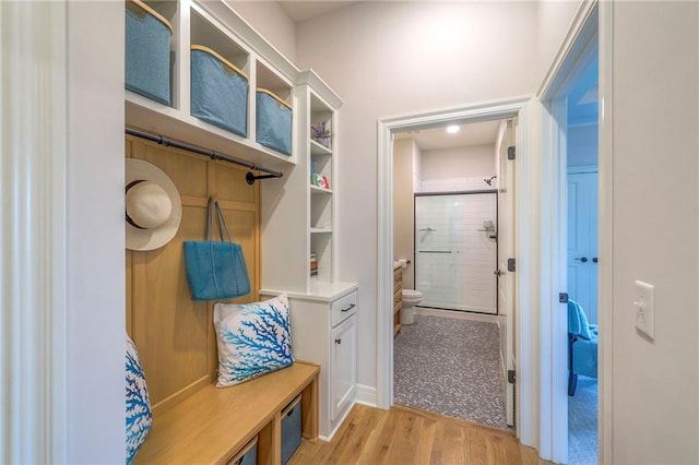 mudroom featuring light wood-type flooring