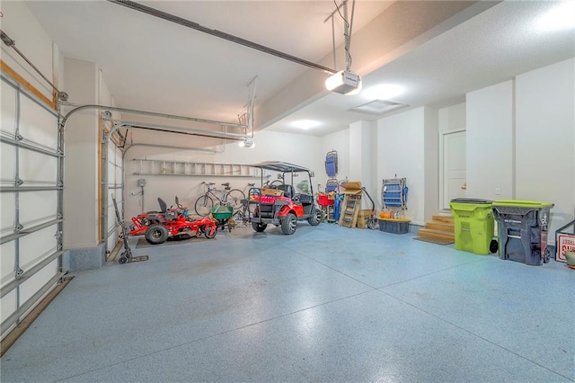 garage with a garage door opener