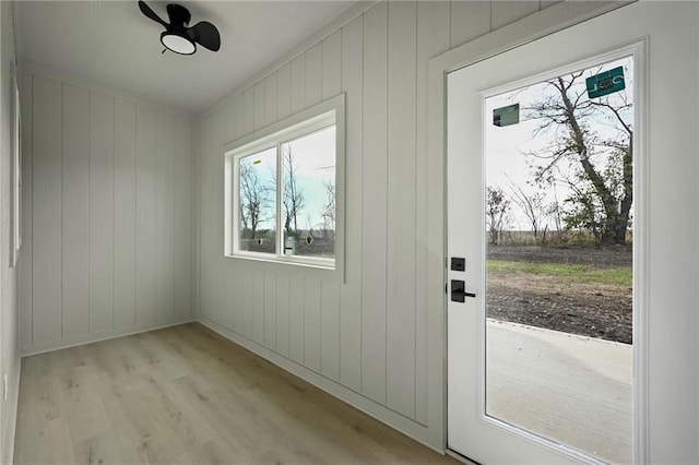 doorway featuring light hardwood / wood-style flooring