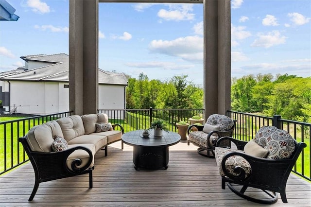6101 NW 58th St, Kansas City, MO 64151 - wooden deck featuring an outdoor hangout area