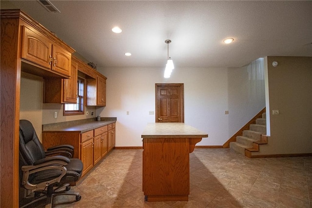 kitchen with hanging light fixtures