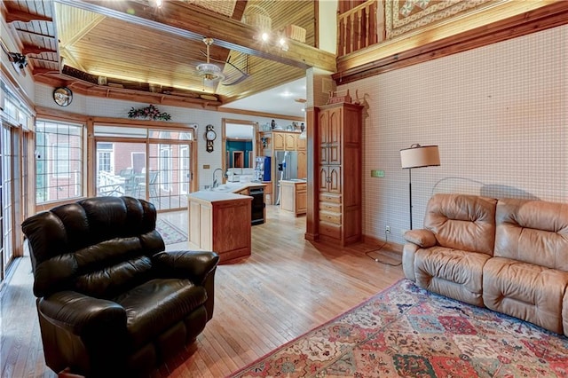 living room with light hardwood / wood-style floors